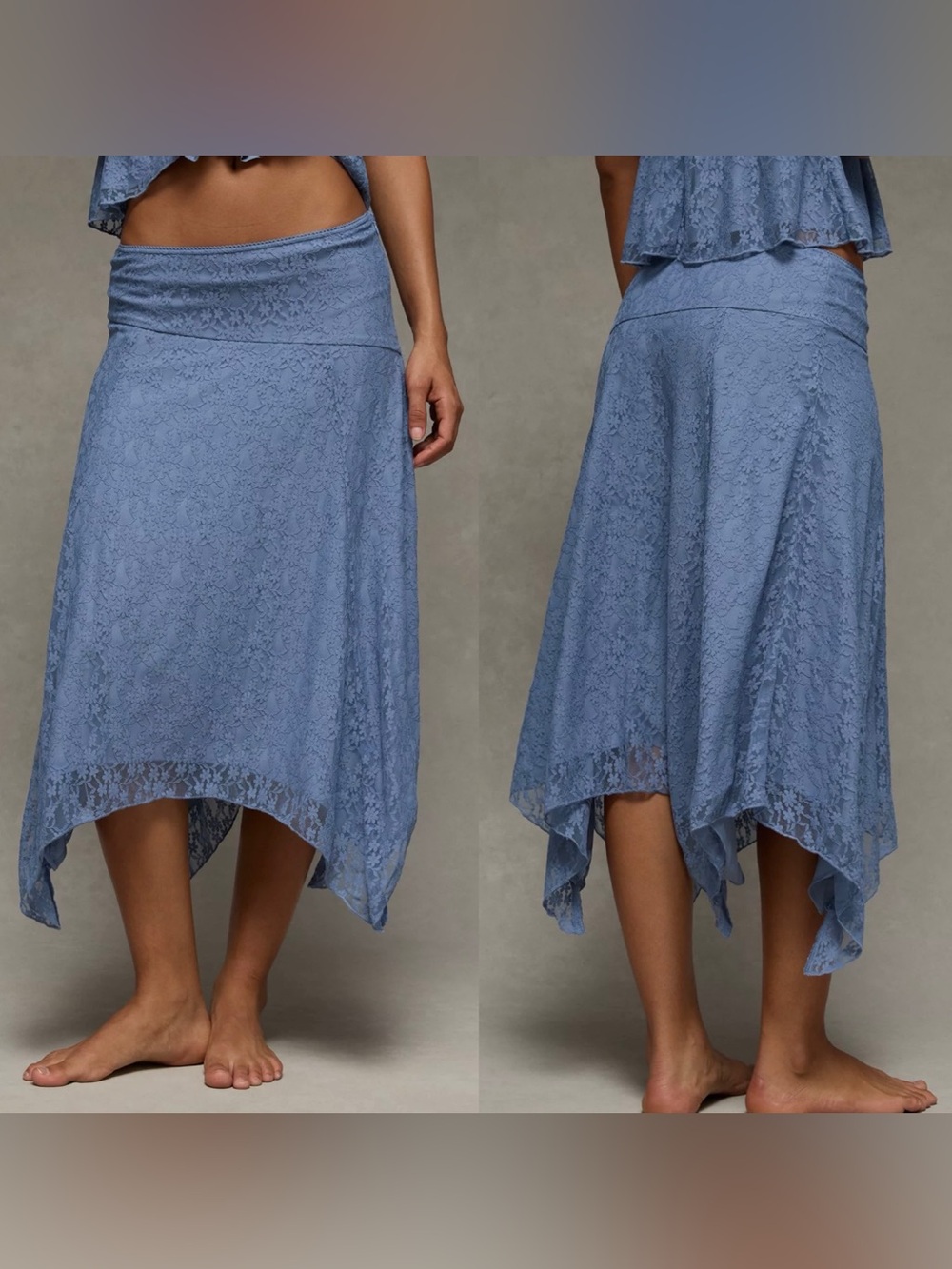 American‎ Eagle NWT Blue Lace Sharkbite Maxi Skirt XXL Boho Fairycore